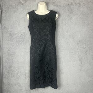 Maggie Sweet Dress Womens Small Black Sleeveless Jacquard Brocade Formal Lined